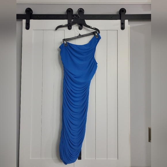 PRETTY GARDEN Rouched One Shoulder Sleeveless Party Cocktail Pencil Dress. NEW! - Picture 2 of 12